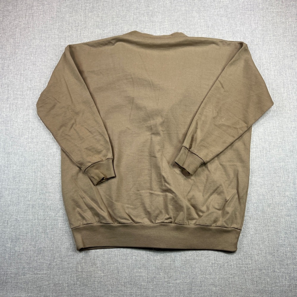 Vintage 90s Lands' End Tan Cotton Cardigan Women Small USA Made Lightweight Knit - Picture 4 of 8